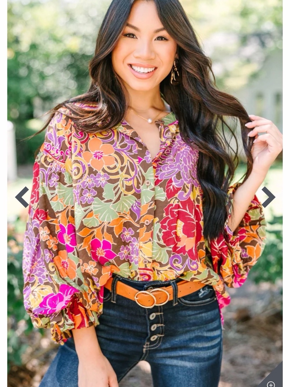 Fate Multicolor Floral Button-Front Blouse